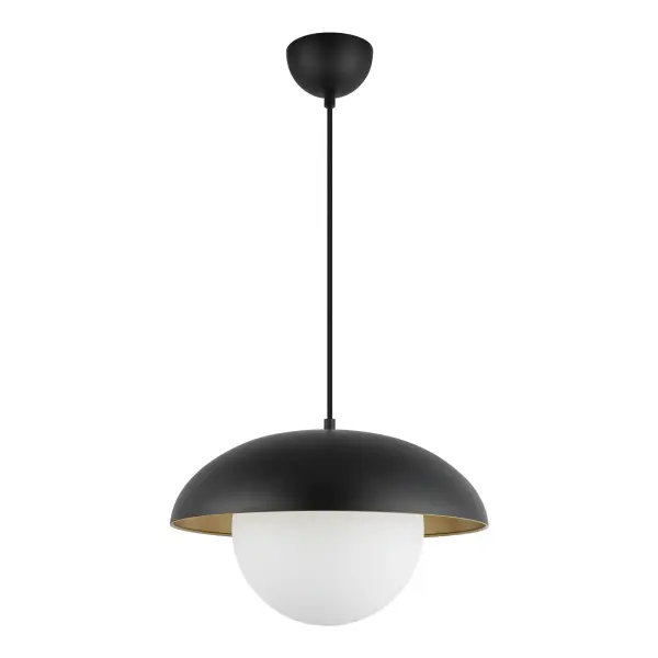 Rubio 16-Inch Pendant in Matte Black with Opal Glass - Image 5