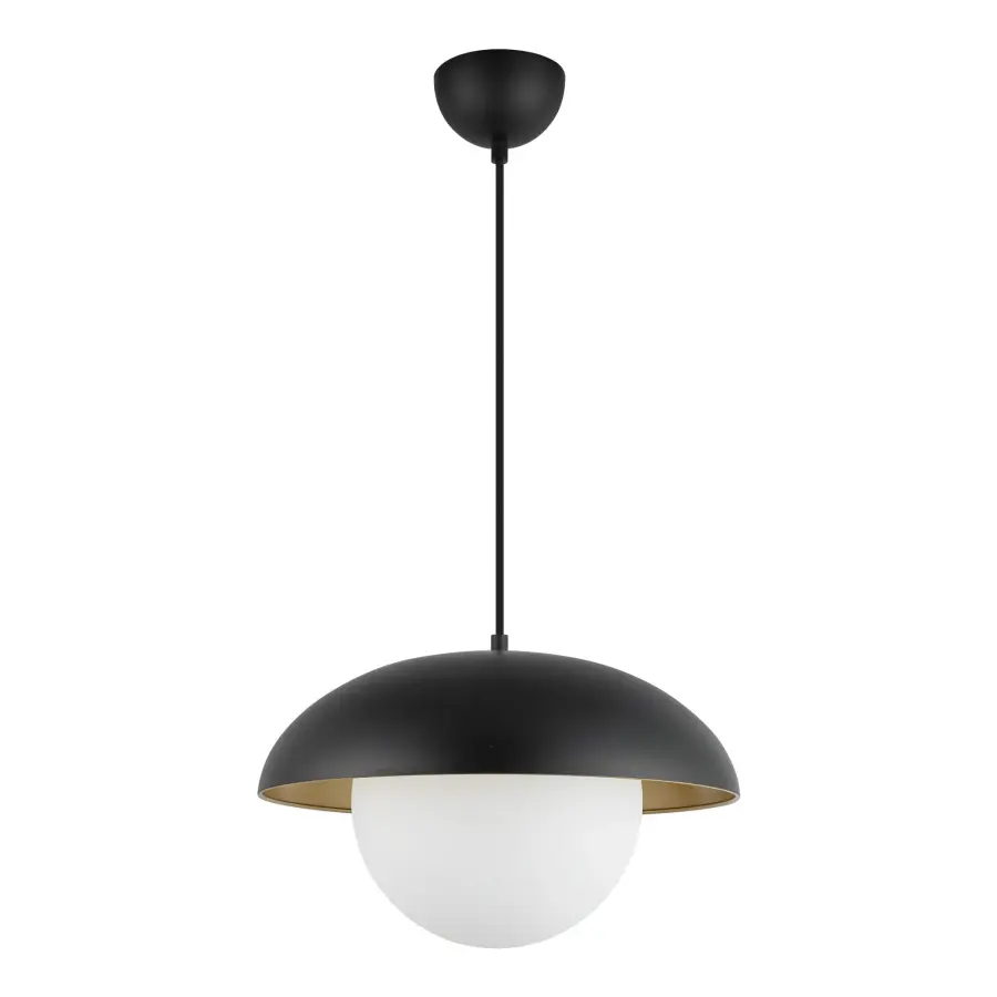 Rubio 16-Inch Pendant in Matte Black with Opal Glass - Image 5