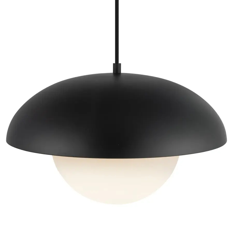 Rubio 16-Inch Pendant in Matte Black with Opal Glass - Image 6