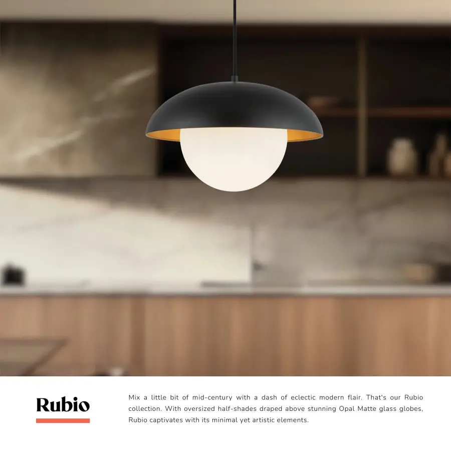 Rubio 16-Inch Pendant in Matte Black with Opal Glass - Image 10