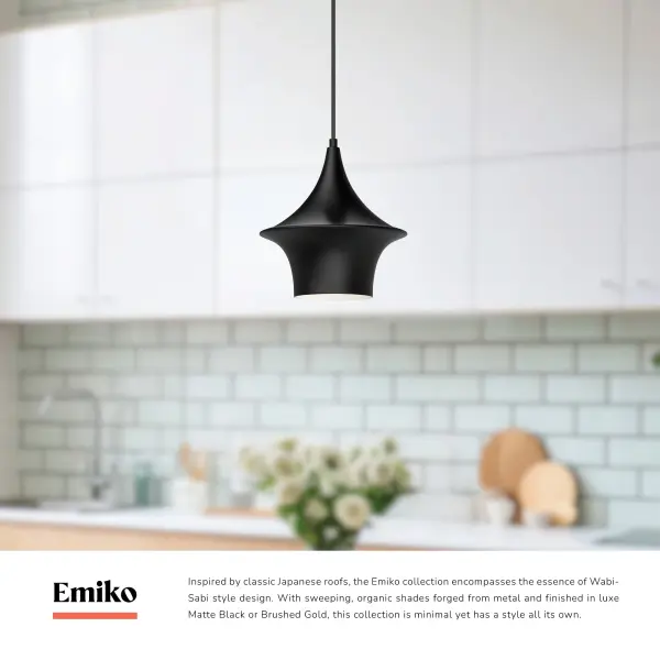 Emiko 9-Inch Pendant Light in Matte Black - Image 3