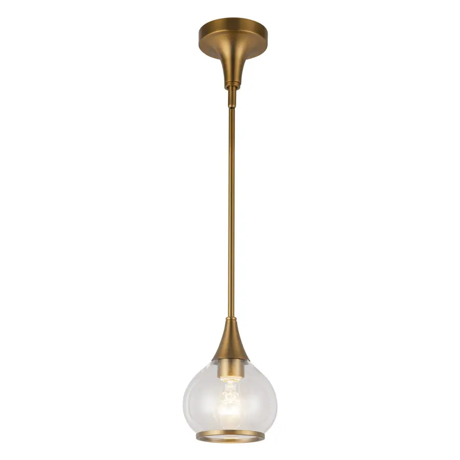 Hazel 6-Inch Pendant in Aged Gold with Clear Glass - Image 11