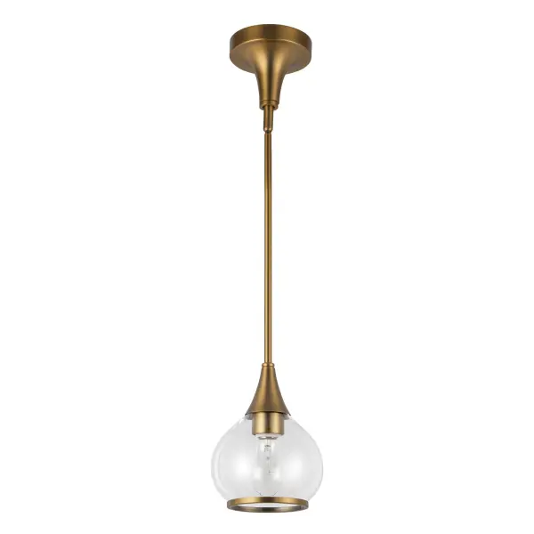 Hazel 6-Inch Pendant in Aged Gold with Clear Glass - Image 12