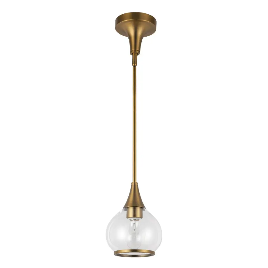 Hazel 6-Inch Pendant in Aged Gold with Clear Glass - Image 12