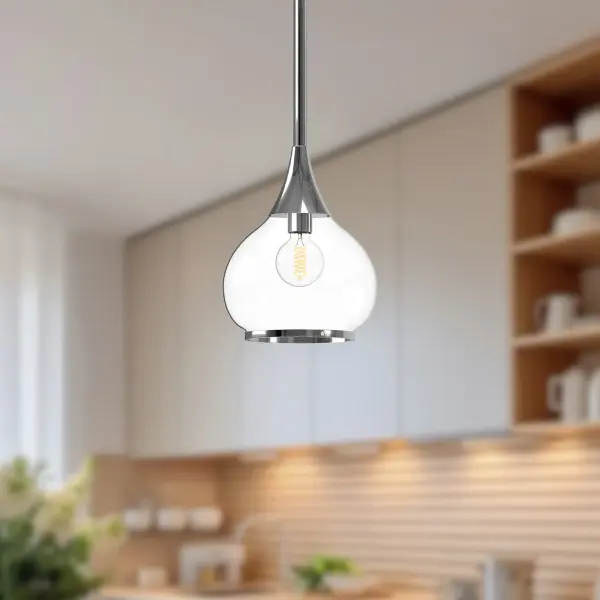 Hazel 6-Inch Pendant in Aged Gold with Clear Glass - Image 4