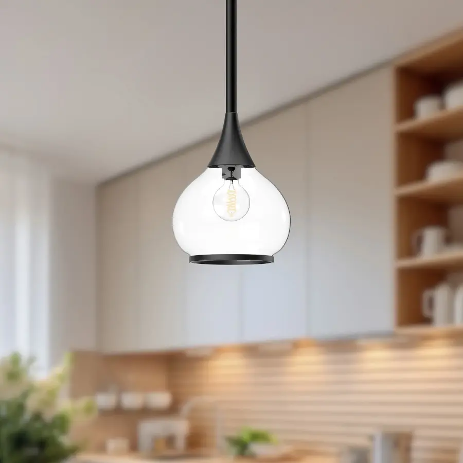 Hazel 6-Inch Pendant in Aged Gold with Clear Glass - Image 6
