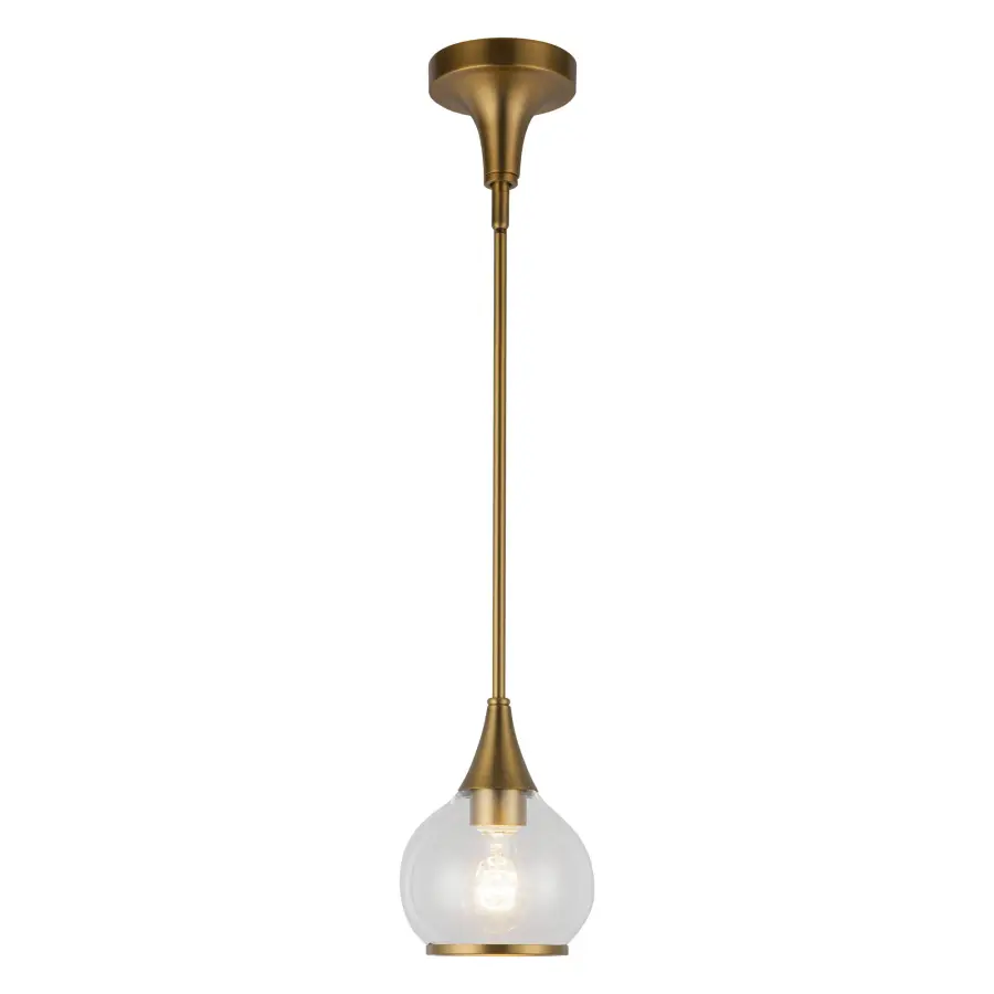Hazel 6-Inch Pendant in Aged Gold with Clear Glass - Image 10