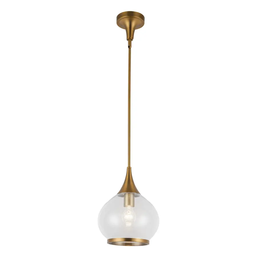 Hazel 10-Inch Pendant in Aged Gold with Clear Glass - Image 11