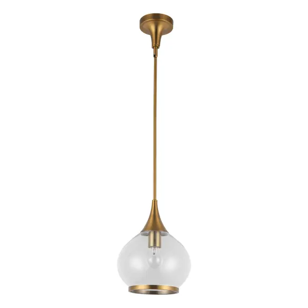 Hazel 10-Inch Pendant in Aged Gold with Clear Glass - Image 12