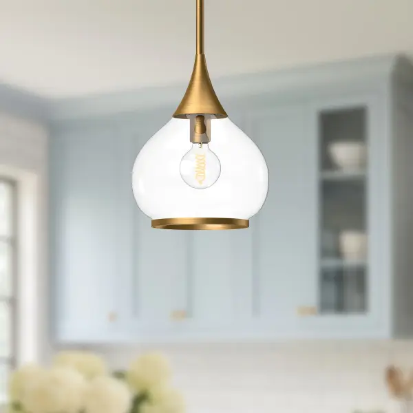 Hazel 10-Inch Pendant in Aged Gold with Clear Glass - Image 15
