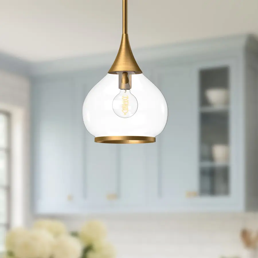 Hazel 10-Inch Pendant in Aged Gold with Clear Glass - Image 15