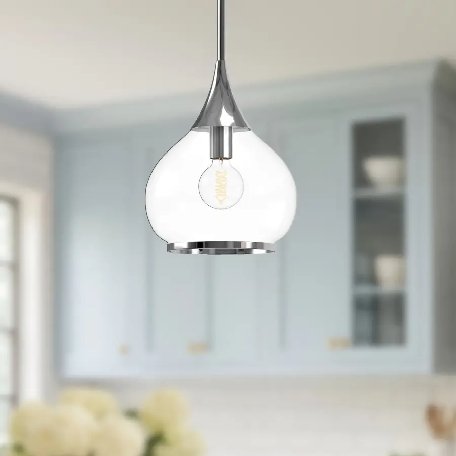 Hazel 10-Inch Pendant in Aged Gold with Clear Glass - Image 19