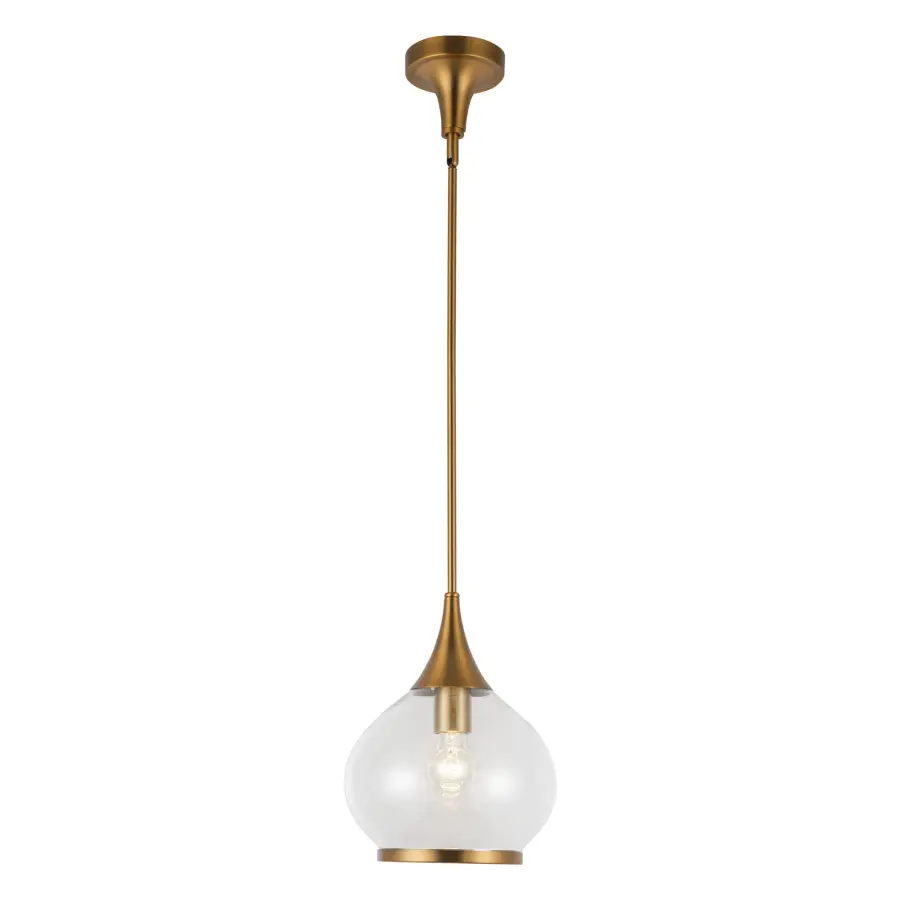 Hazel 10-Inch Pendant in Aged Gold with Clear Glass - Image 10