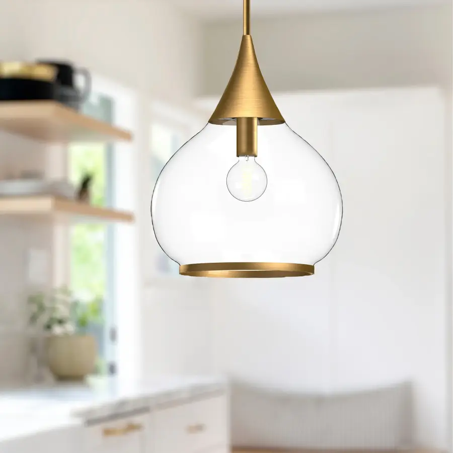 Hazel 14-Inch Pendant in Aged Gold with Clear Glass - Image 11