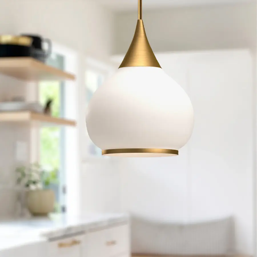 Hazel 14-Inch Pendant in Aged Gold with Clear Glass - Image 12