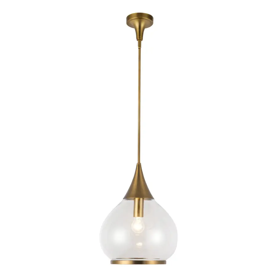 Hazel 14-Inch Pendant in Aged Gold with Clear Glass - Image 6