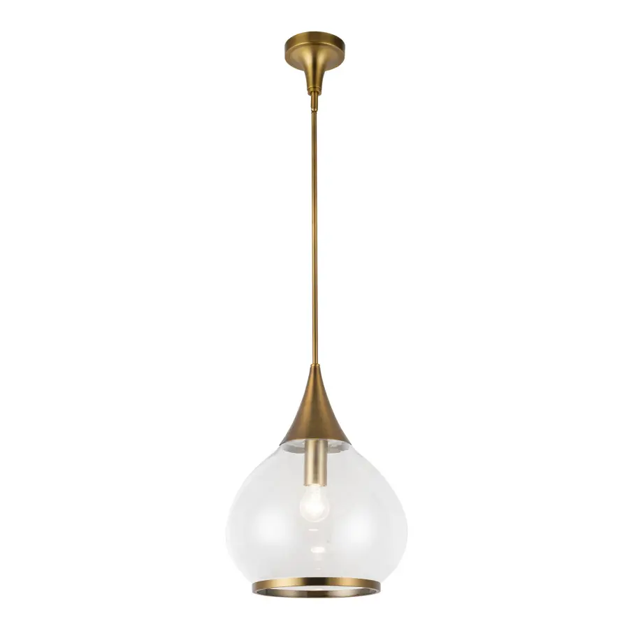 Hazel 14-Inch Pendant in Aged Gold with Clear Glass - Image 7