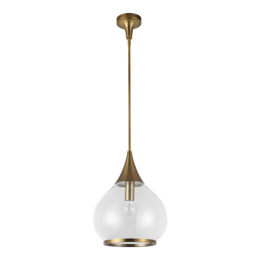 Hazel 14-Inch Pendant in Aged Gold with Clear Glass - Image 8