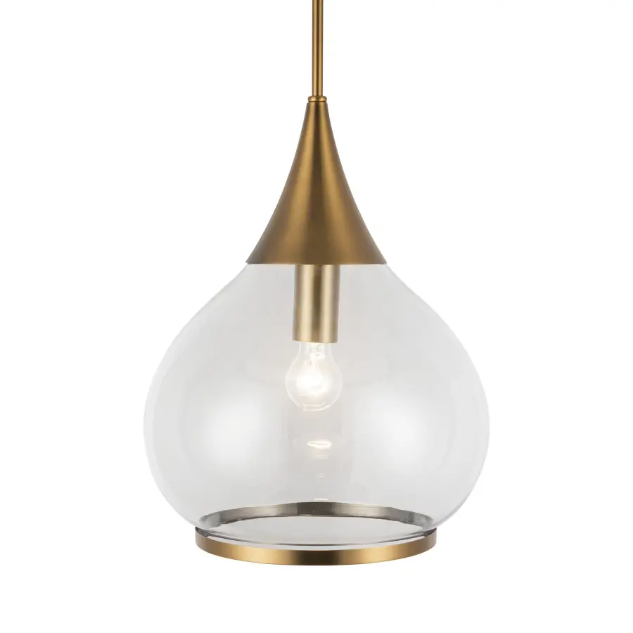 Hazel 14-Inch Pendant in Aged Gold with Clear Glass - Image 9