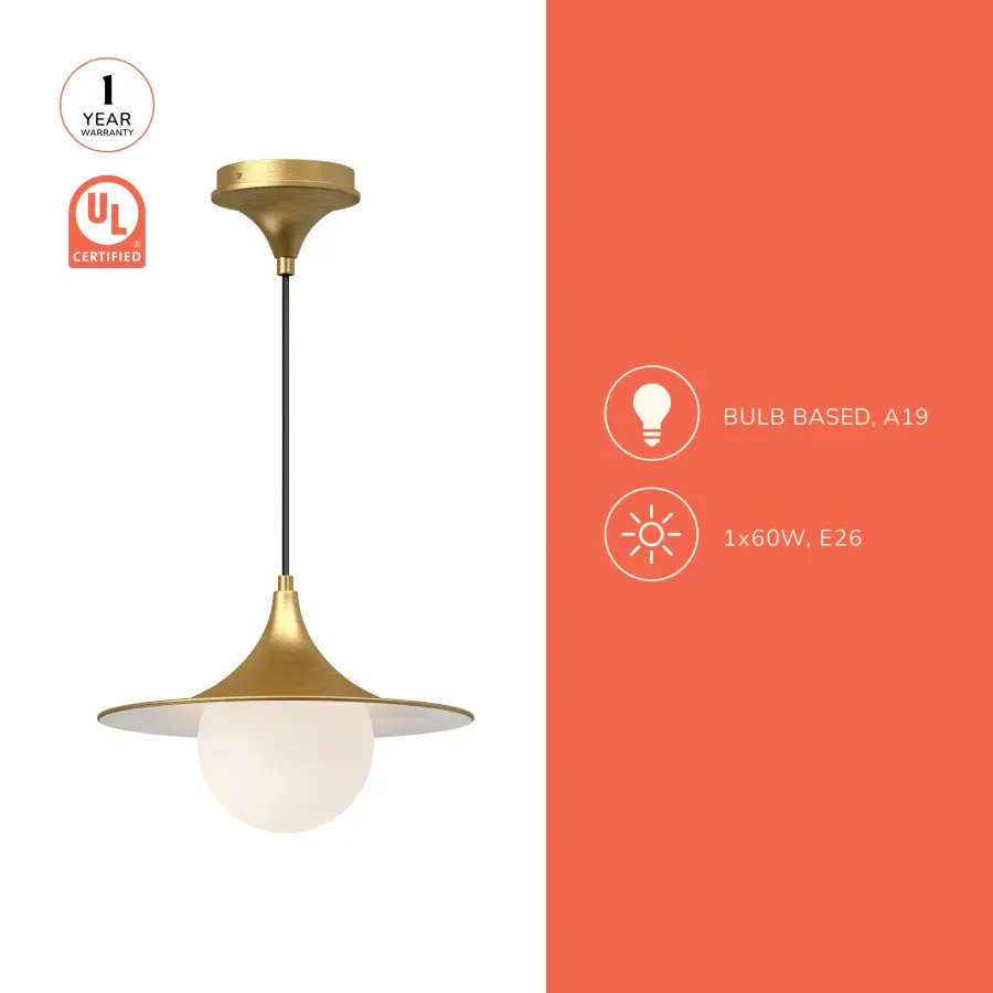 Fuji 12-Inch Pendant Light in Brushed Gold - Image 5
