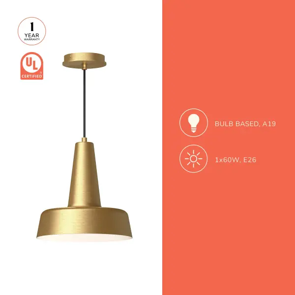 Juliana 11-Inch Pendant Light in Brushed Gold - Image 8