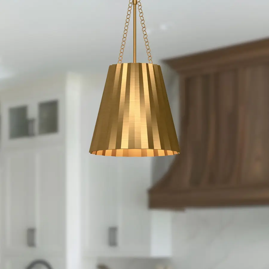 Plisse 12-Inch Pendant in Aged Gold - Image 2