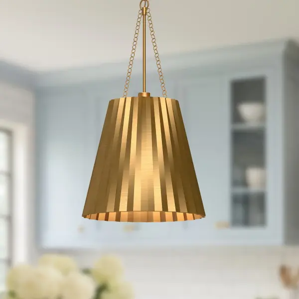 Plisse 16-Inch Pendant in Aged Gold - Image 3