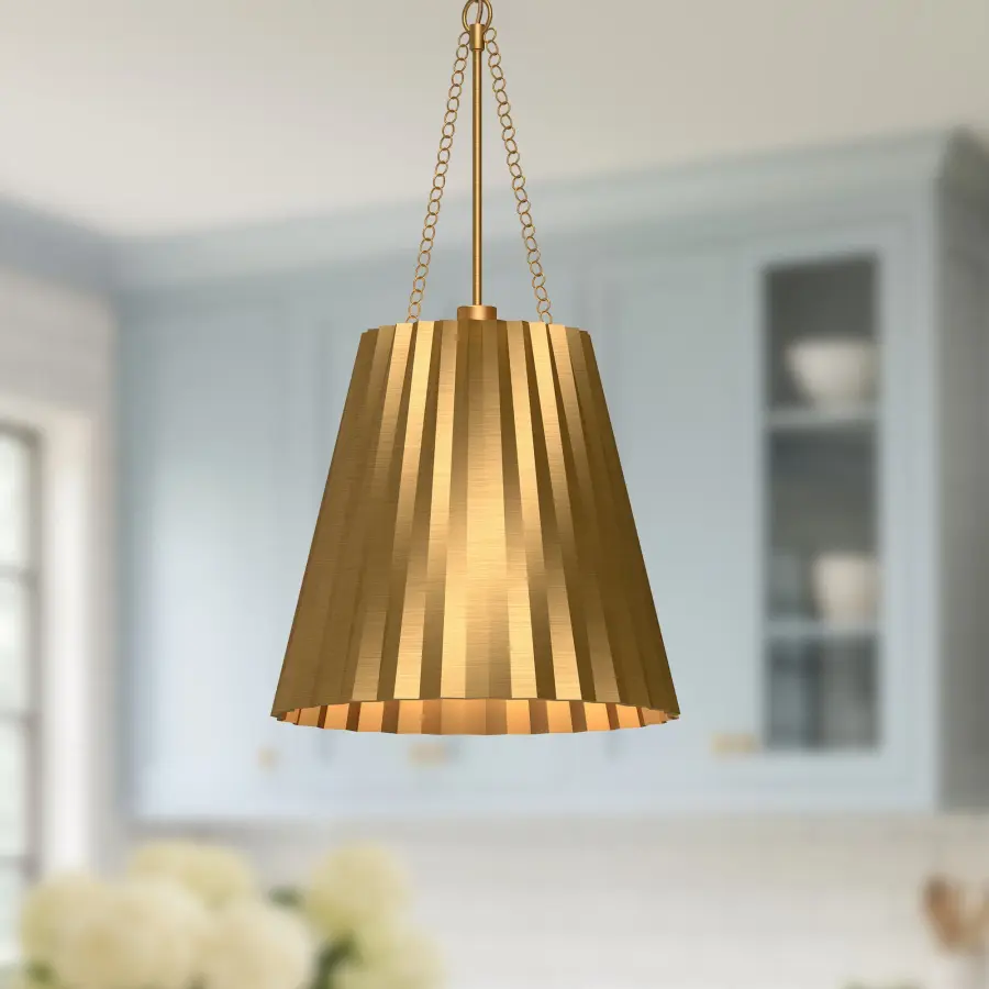 Plisse 16-Inch Pendant in Aged Gold - Image 3