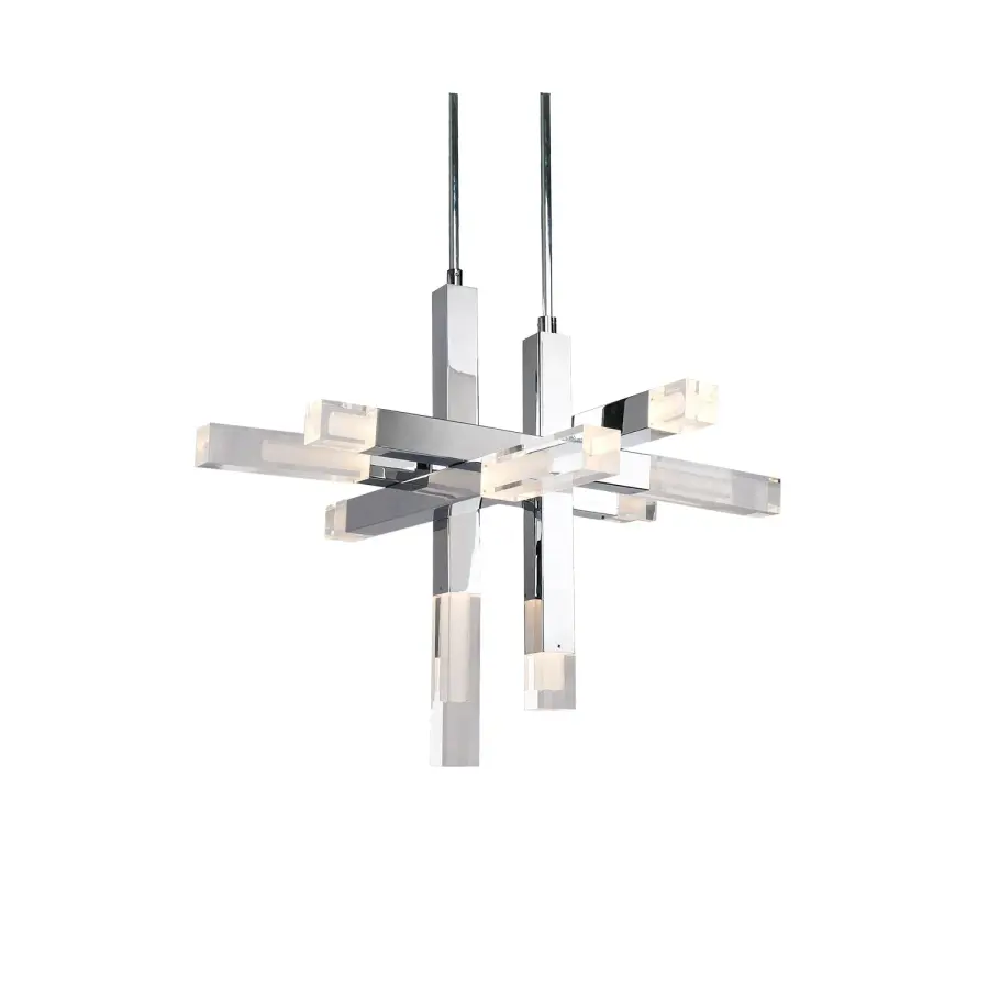 Dramatic Modern Pendant with Architectural Chrome & Acrylic Design - Image 1