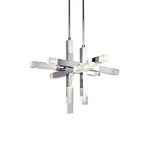 Dramatic Modern Pendant with Architectural Chrome & Acrylic Design - Image 4