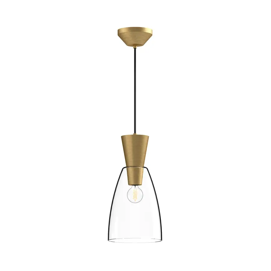 Arlo 7-Inch Pendant in Matte Black with Clear Glass - Image 1