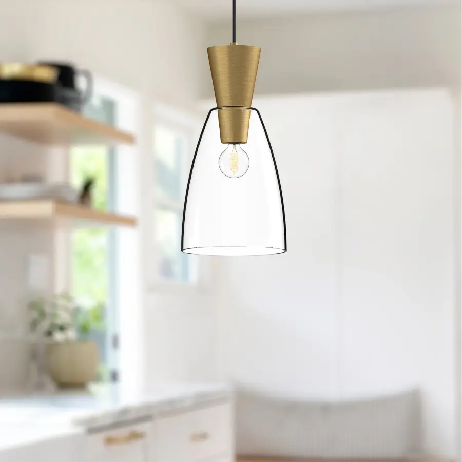 Arlo 7-Inch Pendant in Matte Black with Clear Glass - Image 3