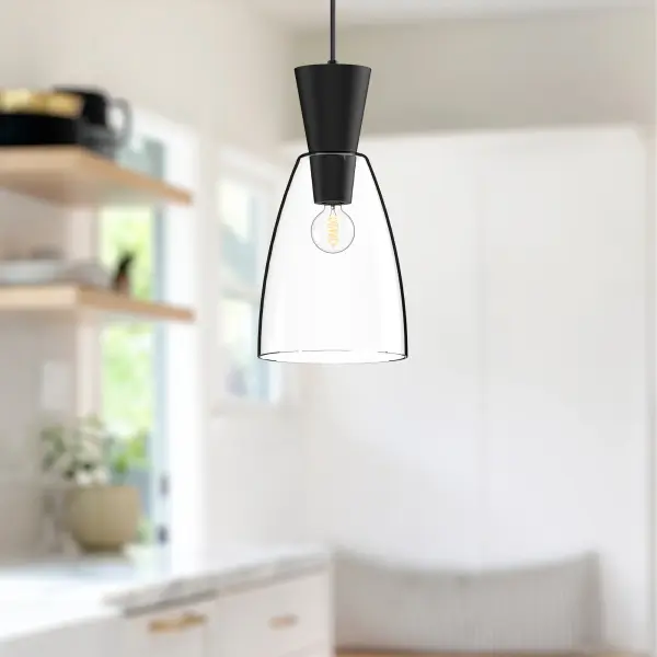 Arlo 7-Inch Pendant in Matte Black with Clear Glass - Image 4