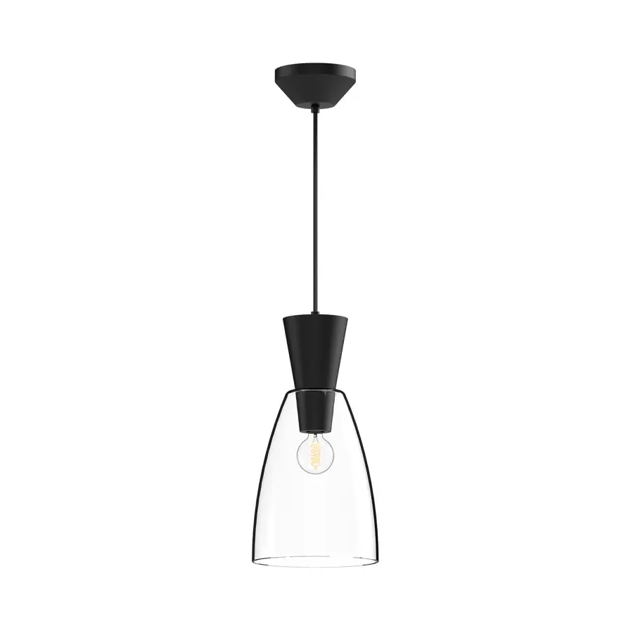 Arlo 7-Inch Pendant in Matte Black with Clear Glass - Image 5