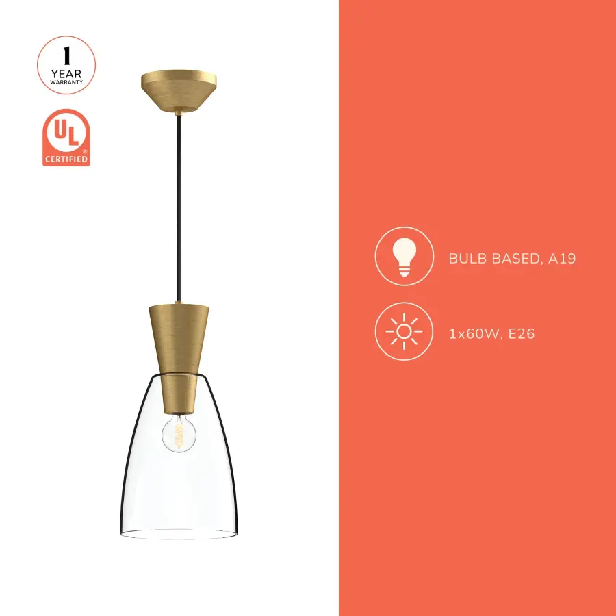 Arlo 7-Inch Pendant in Matte Black with Clear Glass - Image 6