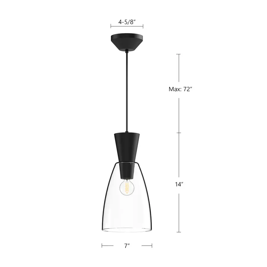 Arlo 7-Inch Pendant in Matte Black with Clear Glass - Image 8
