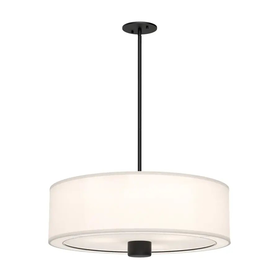Theo 24-Inch Pendant in Aged Gold with White Linen Shade - Image 4