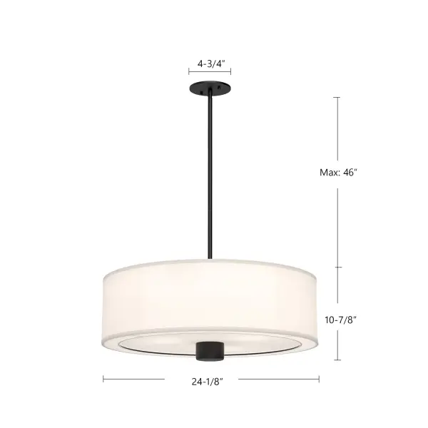 Theo 24-Inch Pendant in Aged Gold with White Linen Shade - Image 7