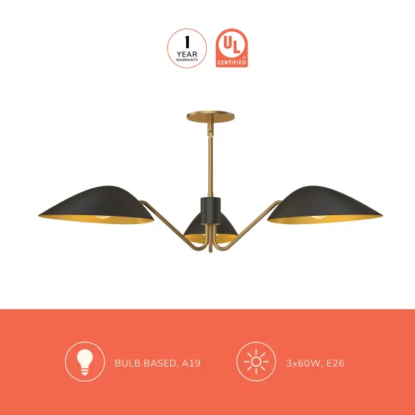Oscar 36-Inch Pendant in Aged Gold & Matte Black - Image 9