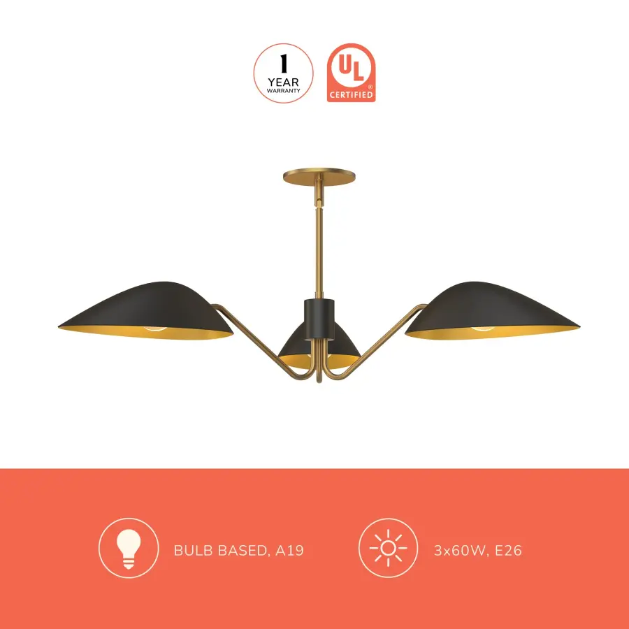 Oscar 36-Inch Pendant in Aged Gold & Matte Black - Image 9