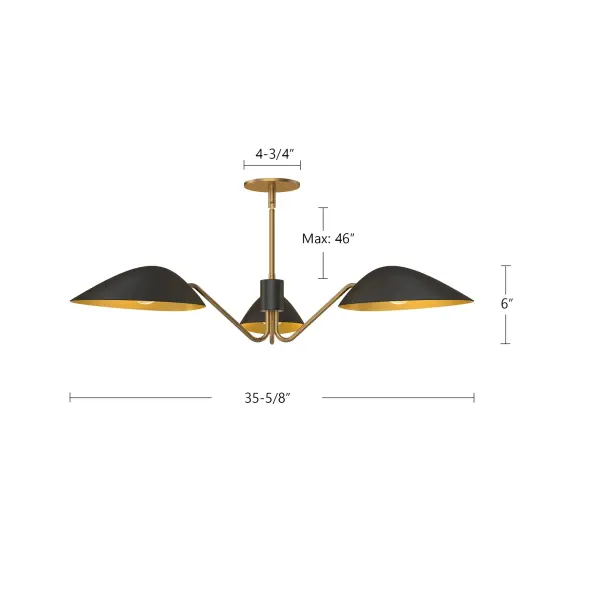 Oscar 36-Inch Pendant in Aged Gold & Matte Black - Image 10