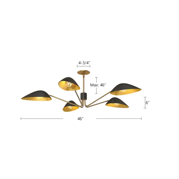 Oscar 46-Inch Pendant in Aged Gold & Matte Black - Image 15