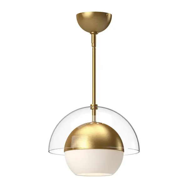 Lucy 12-Inch Pendant in Matte Black with Opal Glass - Image 1