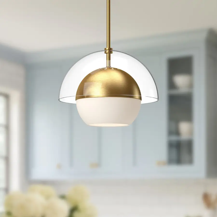 Lucy 12-Inch Pendant in Matte Black with Opal Glass - Image 3
