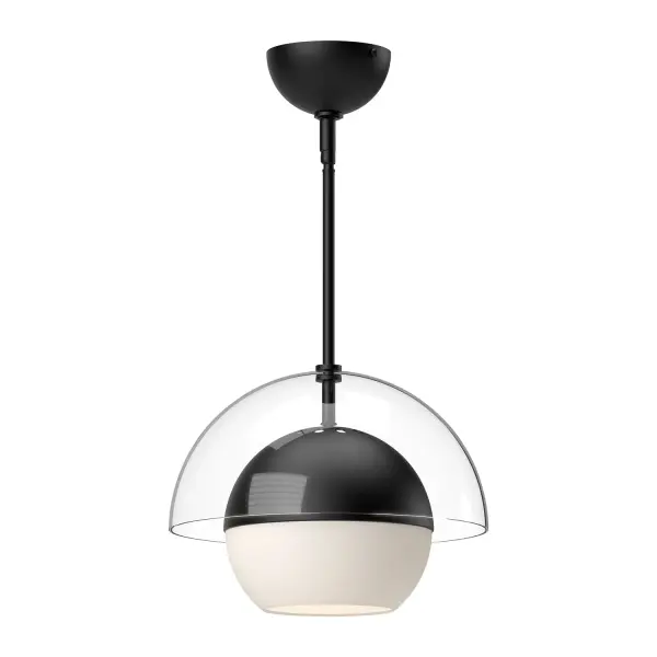 Lucy 12-Inch Pendant in Matte Black with Opal Glass - Image 5