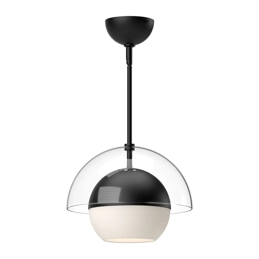 Lucy 12-Inch Pendant in Matte Black with Opal Glass - Image 5