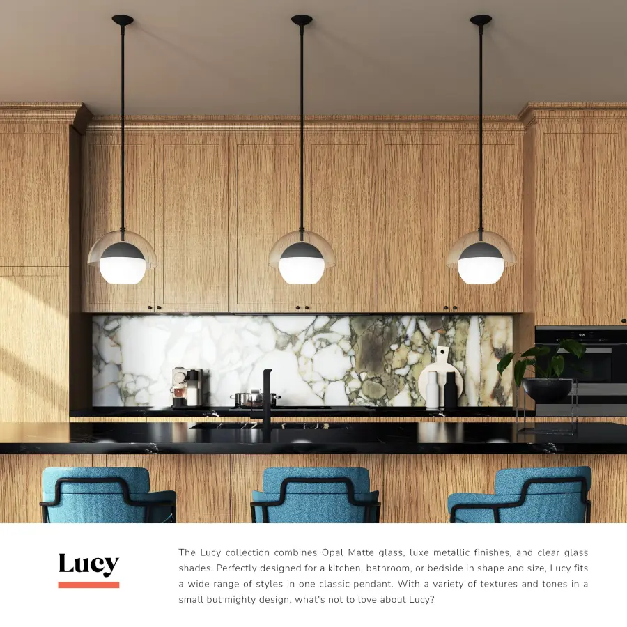 Lucy 12-Inch Pendant in Matte Black with Opal Glass - Image 6