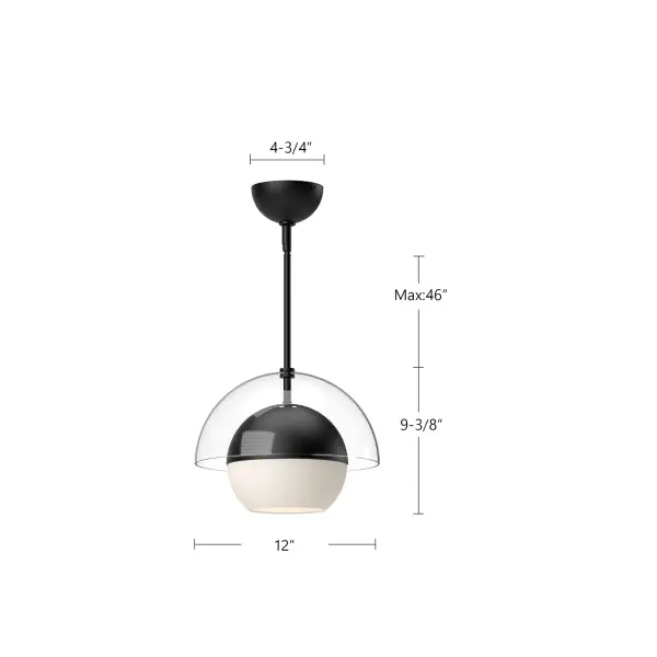Lucy 12-Inch Pendant in Matte Black with Opal Glass - Image 8