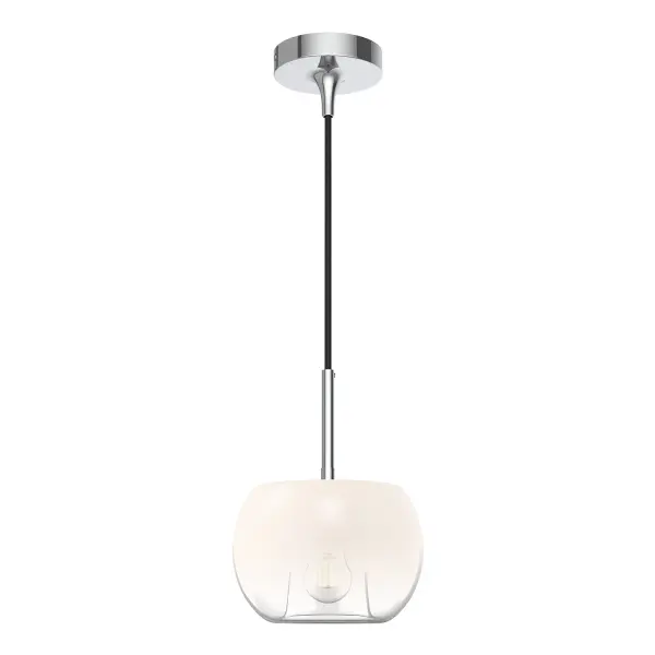 Samar 8-Inch Pendant Light in Chrome with Opal Glass - Image 1