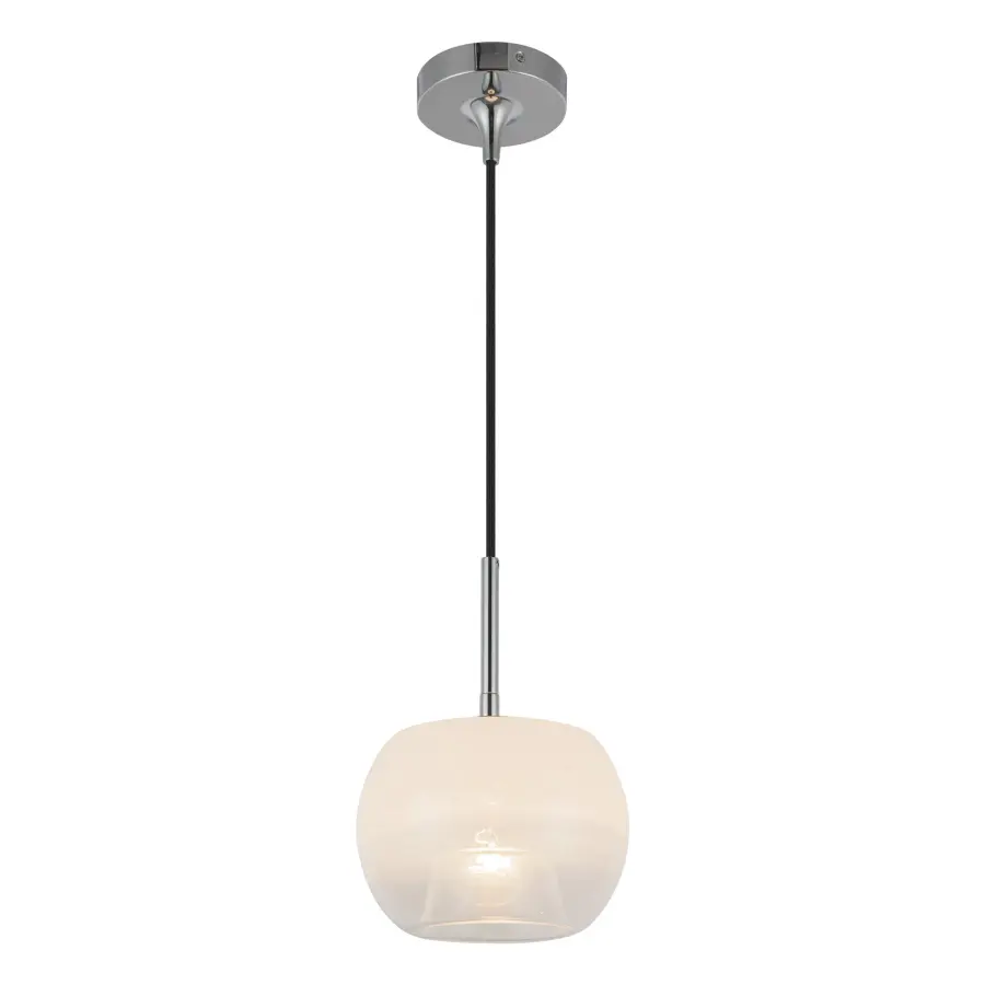 Samar 8-Inch Pendant Light in Chrome with Opal Glass - Image 2